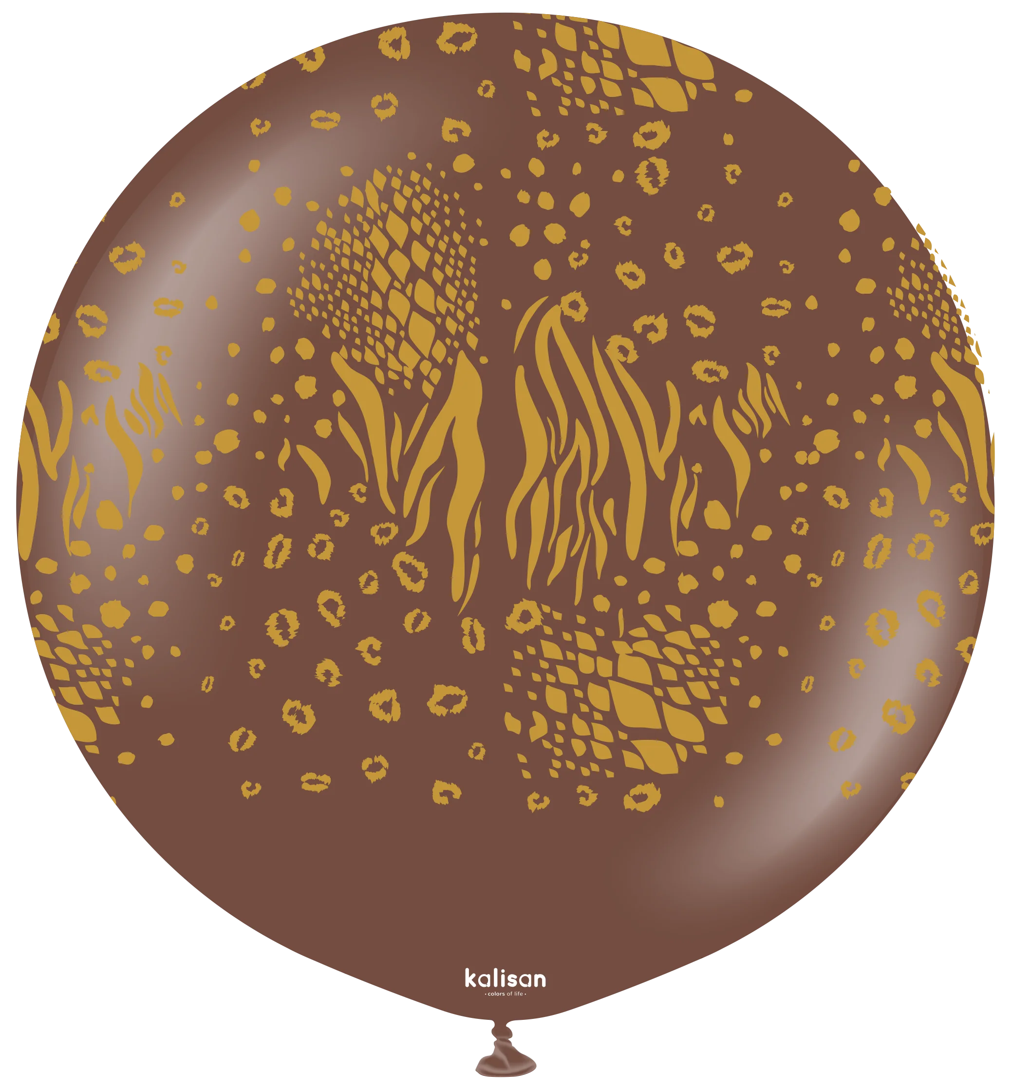 24" Kalisan Safari Mutant Chocolate Brown (Printed Gold-1 Per Bag) Latex Balloons