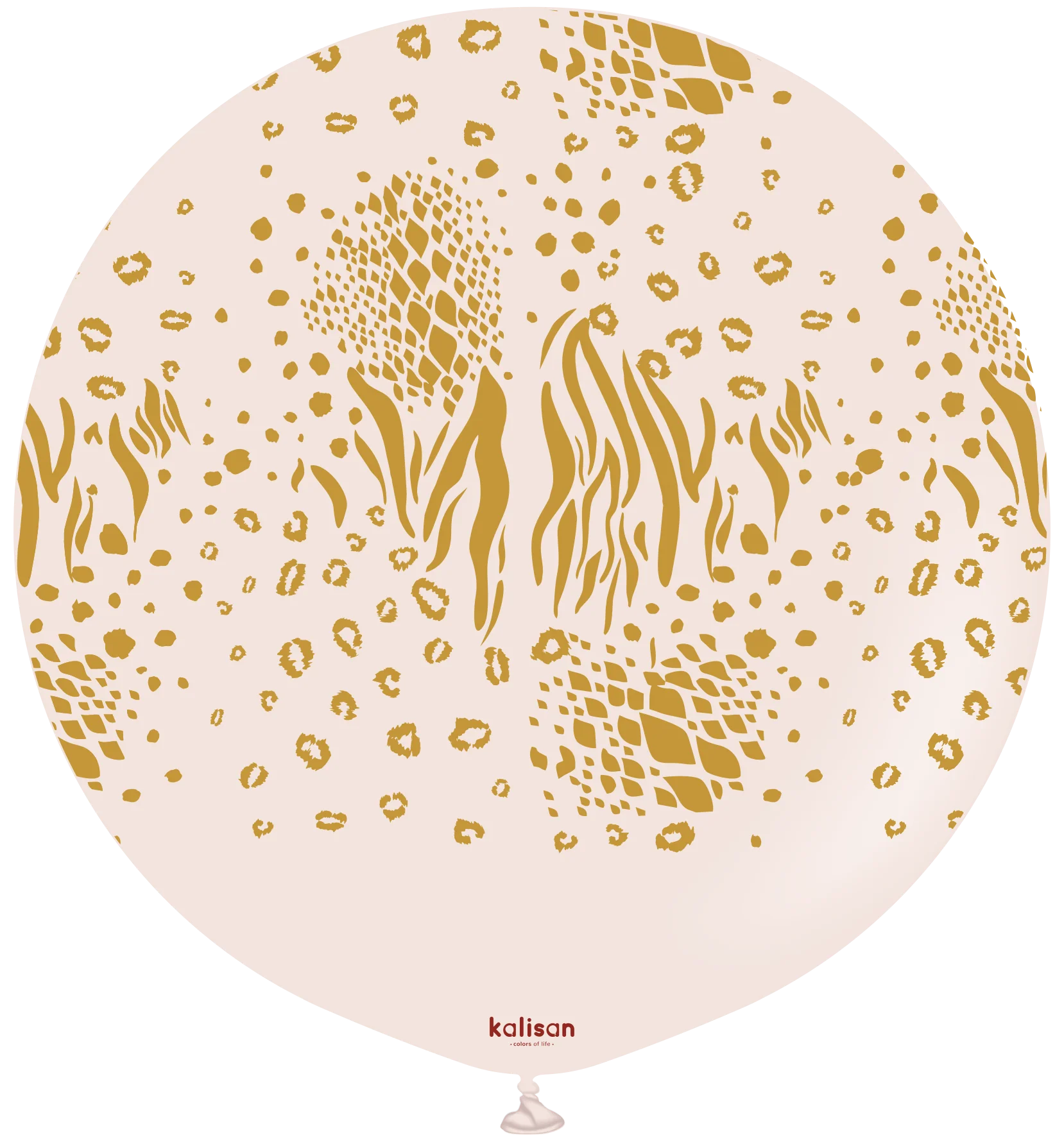 24" Kalisan Safari Mutant Pink Blush (Printed Gold-1 Per Bag) Latex Balloons