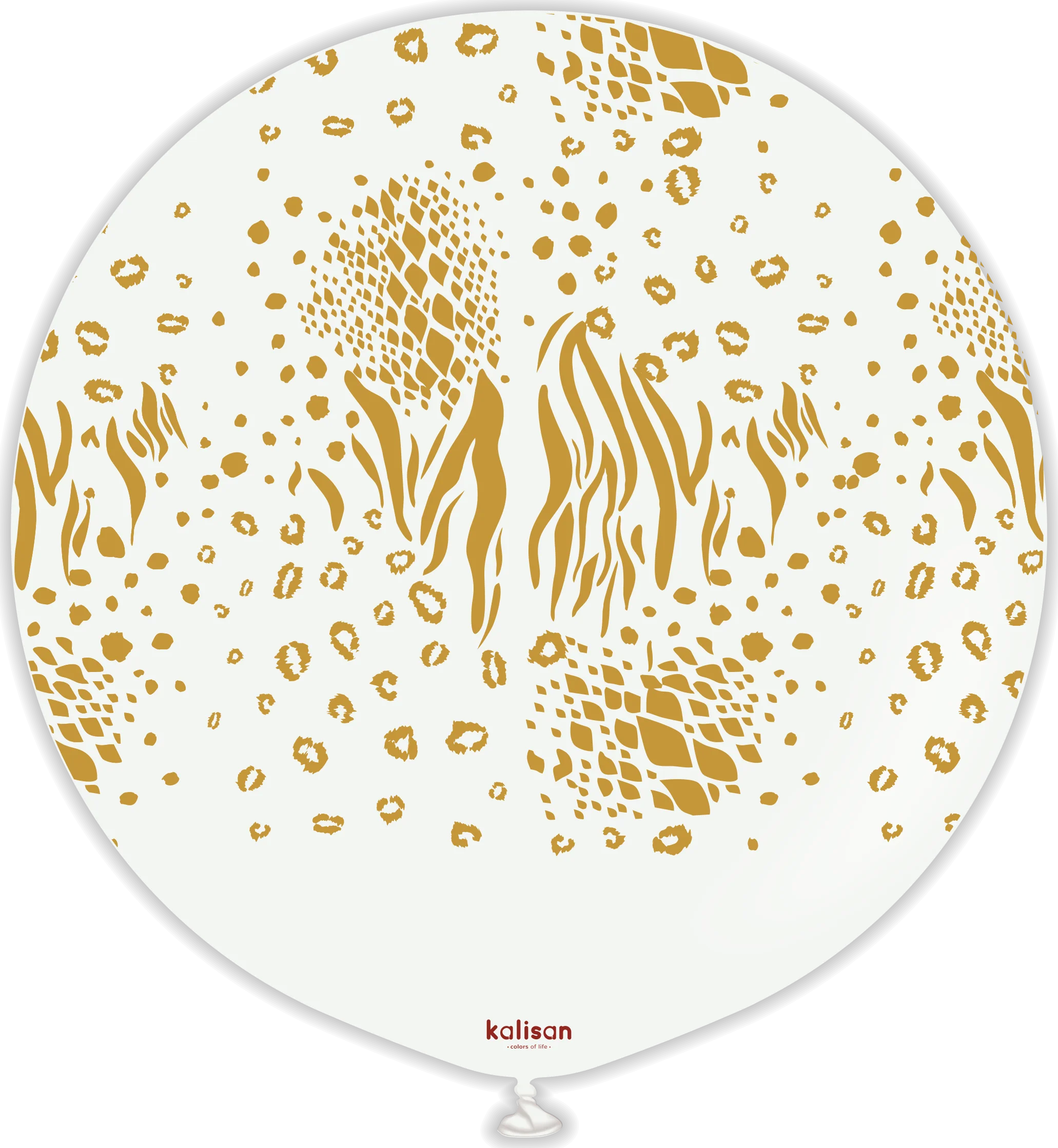 24" Kalisan Safari Mutant White (Printed Gold-1 Per Bag) Latex Balloons