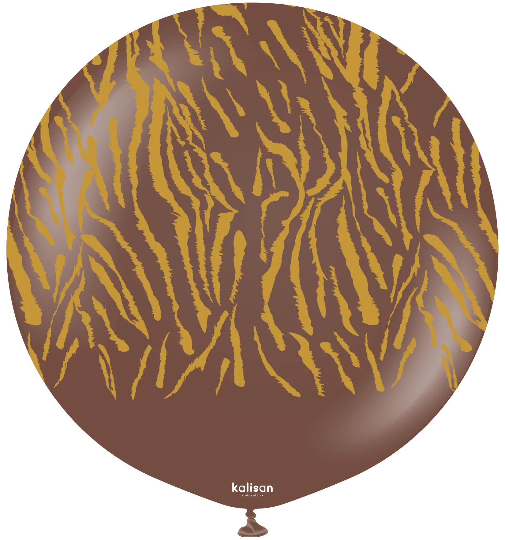 24" Kalisan Safari Tiger Chocolate Brown (Printed Gold-1 Per Bag) Latex Balloons