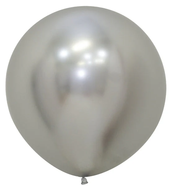 24" Latex Balloons (3 Per Bag) Reflex Silver Sempertex/Betallatex