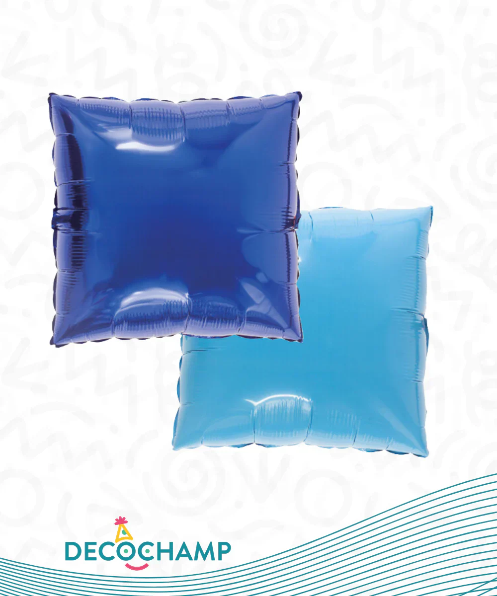24" Decochamp Brand Deco Square (2 Balloons Per Package) Baby Blue & Dark Blue Balloon