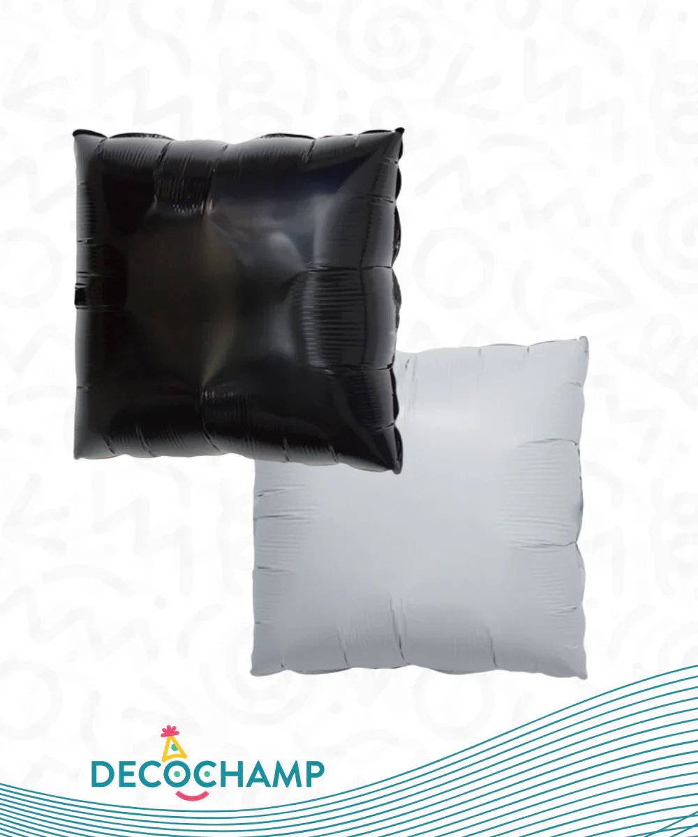 24" Decochamp Brand Deco Square (2 Balloons Per Package) White & Black Balloon