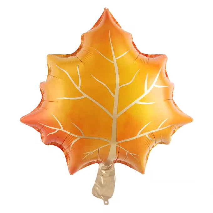 24" Fall Maple Leaf Orange Foil Balloons