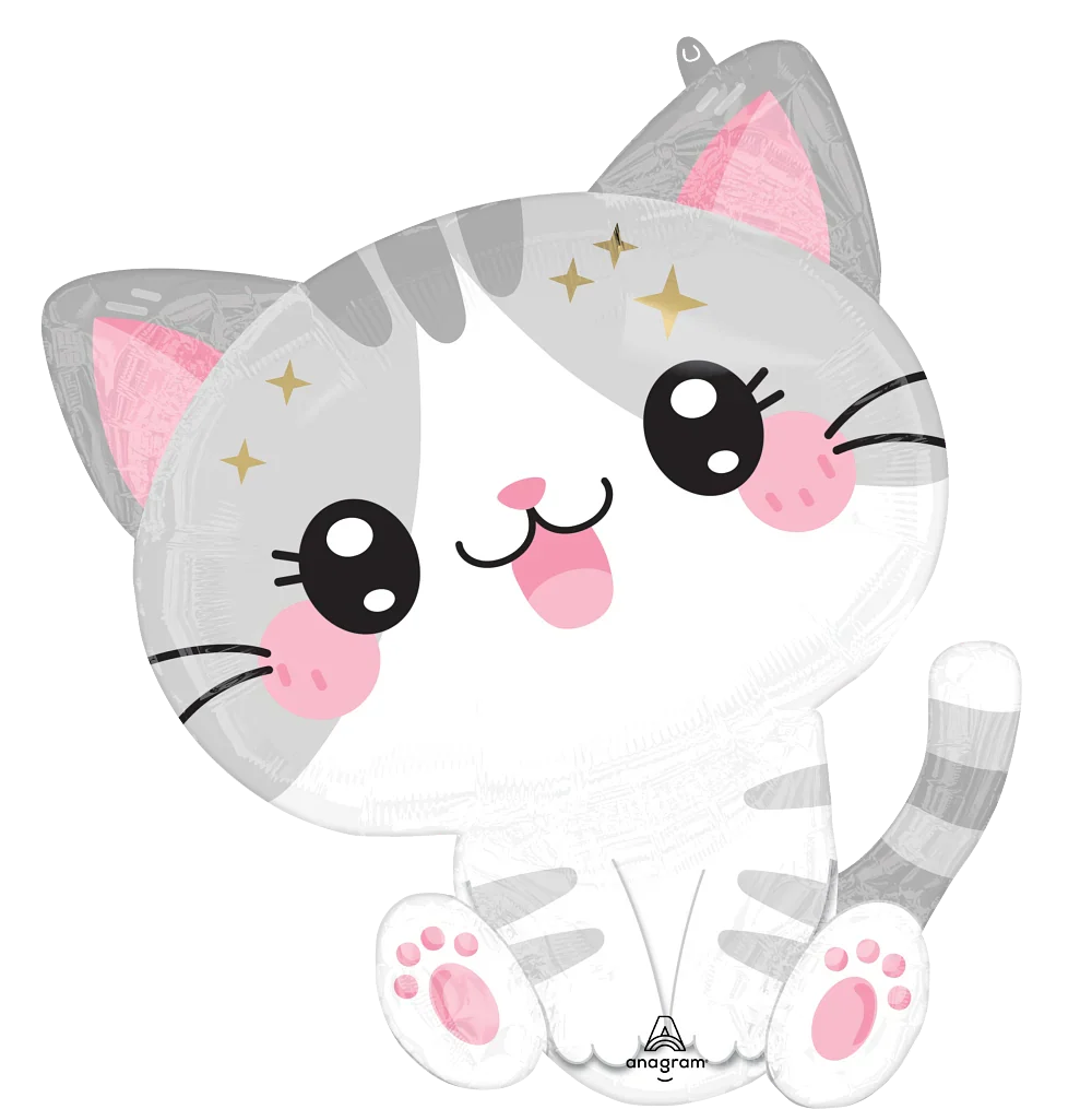 24" SuperShape Kawaii Kitty Foil Balloon