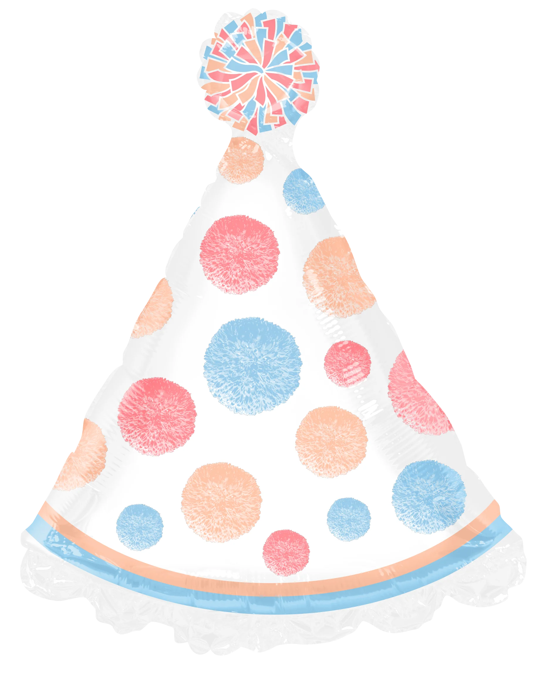 24" Pom Pom Party Hat Foil Balloon