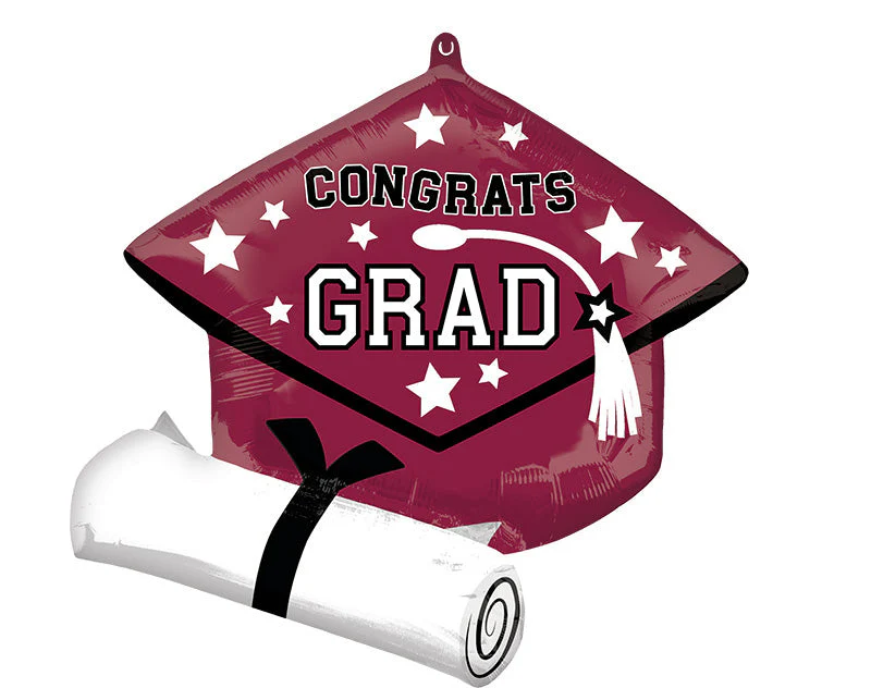 25" SuperShape School Colors Be True to Your School Grad - Berry Foil Balloon