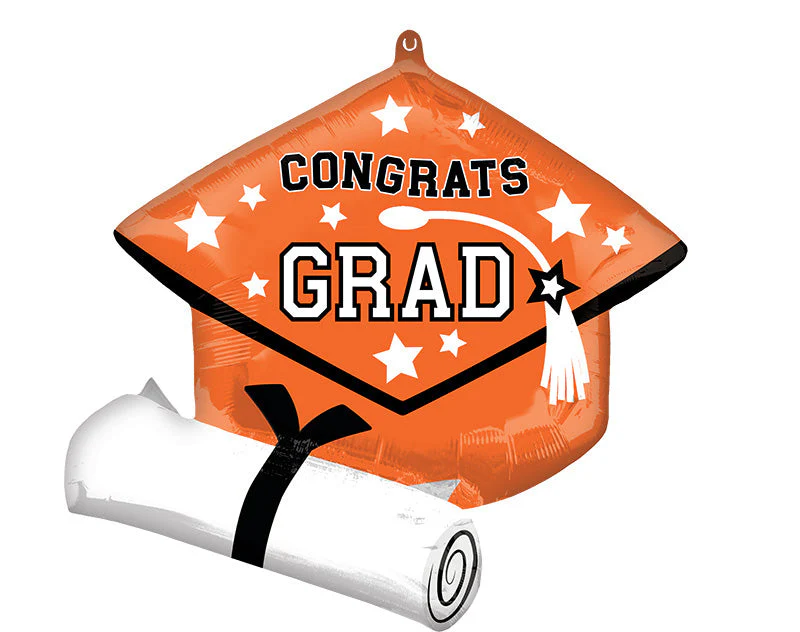 25" SuperShape School Colors Be True to Your School Grad - Orange Foil Balloon