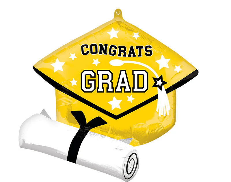25" SuperShape School Colors Be True to Your School Grad - Yellow Foil Balloon