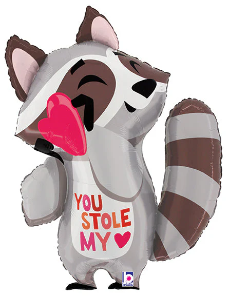 32" Stole My Heart Raccoon Foil Balloon