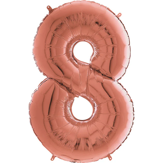 26" Midsize Foil Shape Balloon Number 8 Rose Gold