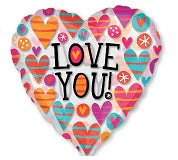 26" See Thru - Love You Bright Hearts Balloon