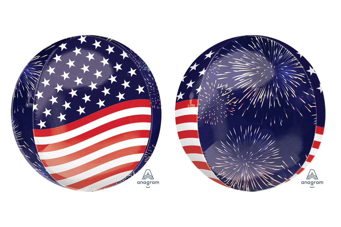 26" Stars, Stripes & Fireworks Orbz Foil Balloon