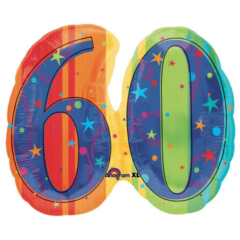 26" SuperShape ATP A Year to Celebrate 60 Packaged Balloon