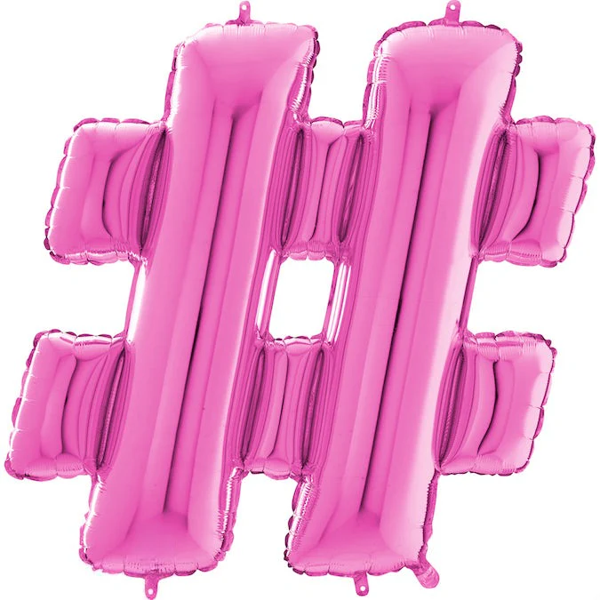 26" Symbol Hashtag Fuchsia Foil Balloon