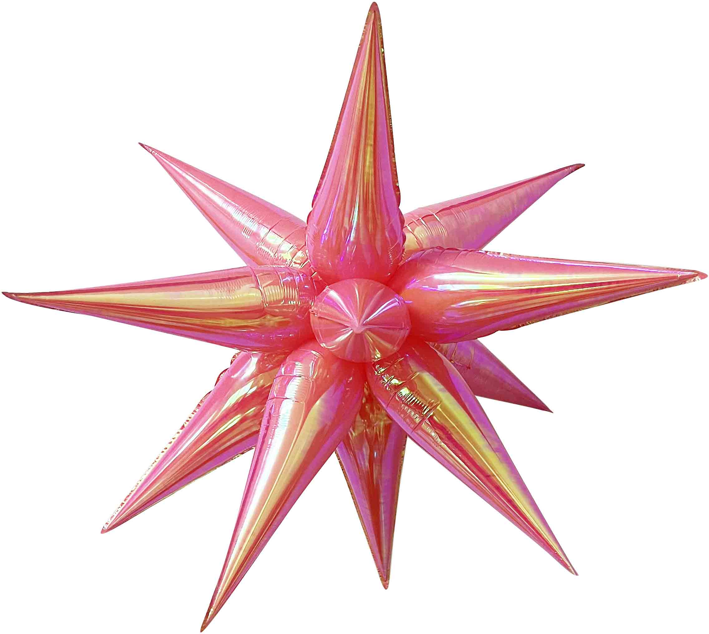 26" Airfill Decor Only Pearl Lustrous Iridescent Pink Starburst (12 Piece Kit) Balloon Foil Balloon