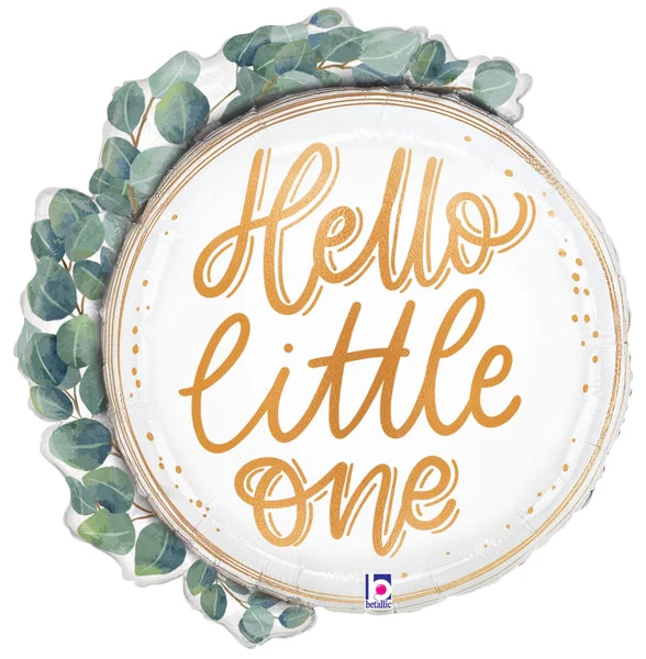 26" Hello Baby Eucalyptus Wreath Foil Balloon