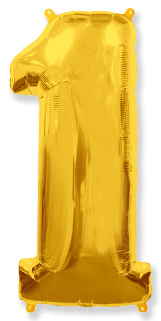 26" Inflated (32" Approx Uninflated) Flexmetal Medium Size Foil Balloon Number "1" Gold