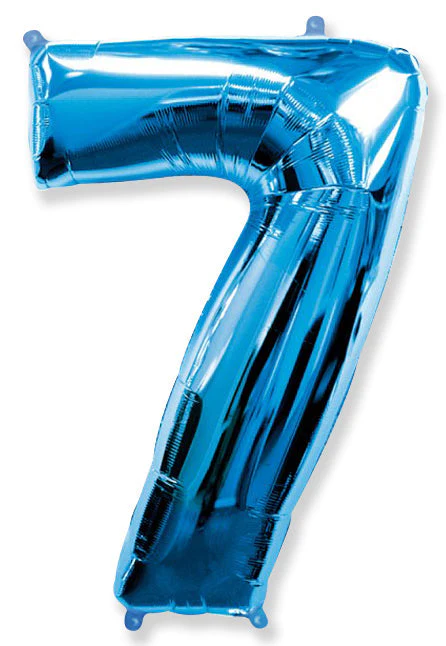 26" Inflated (32" Approx Uninflated) Flexmetal Medium Size Foil Balloon Number "7" Blue