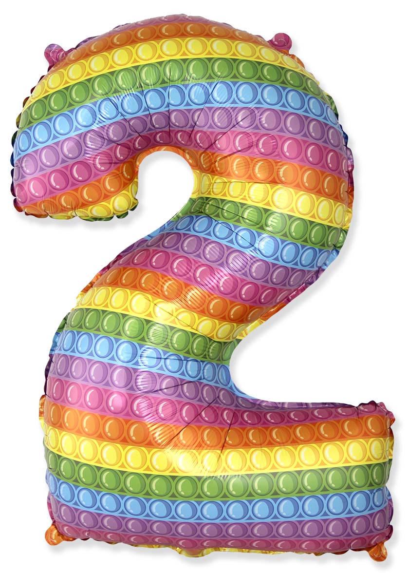 26" Inflated (32" Approx Uninflated) Flexmetal Medium Size Pop Number "2" Foil Balloon