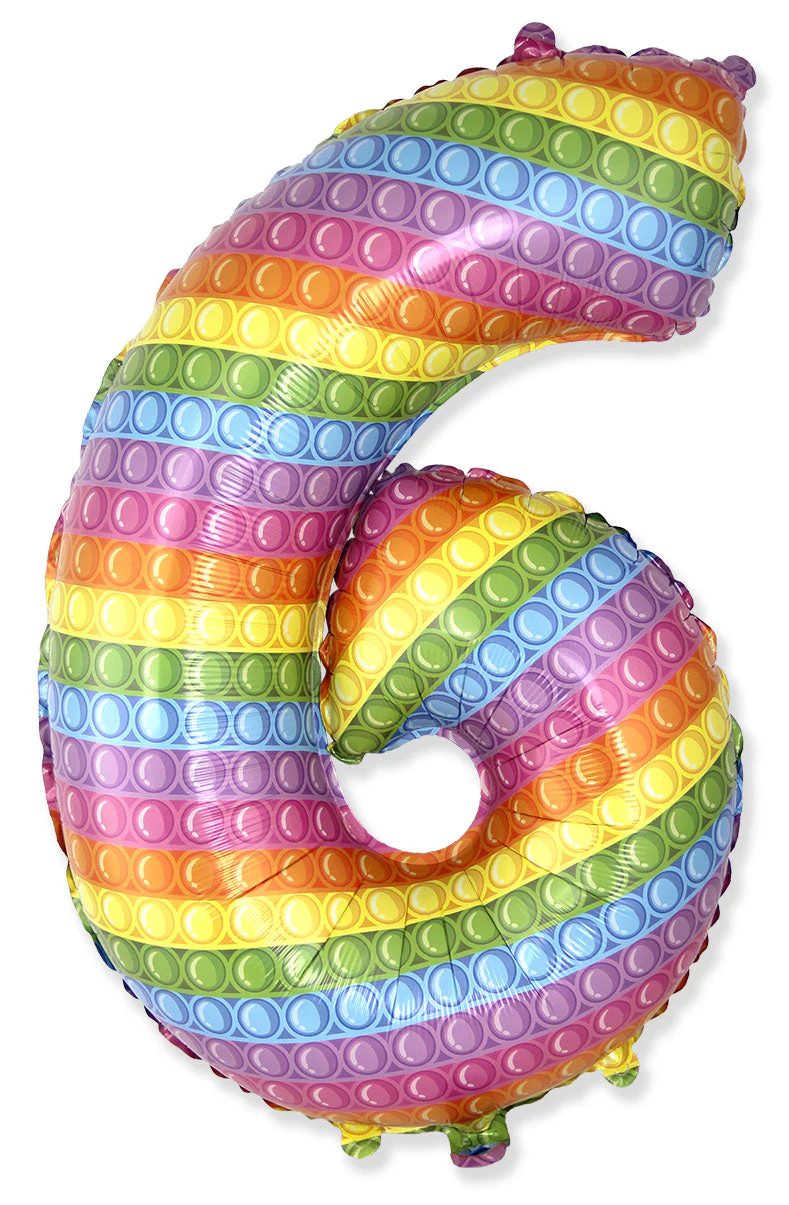 26" Inflated (32" Approx Uninflated) Flexmetal Medium Size Pop Number "6" Foil Balloon