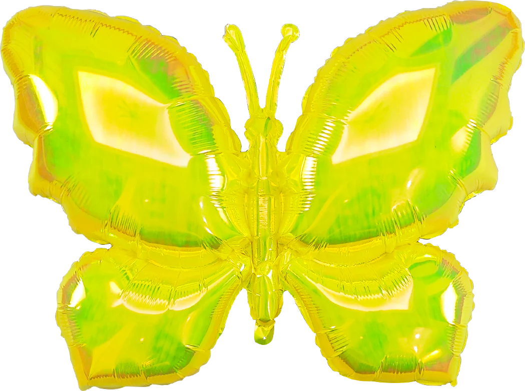 26" Airfill Only Iridescent Yellow Butterfly Balloon