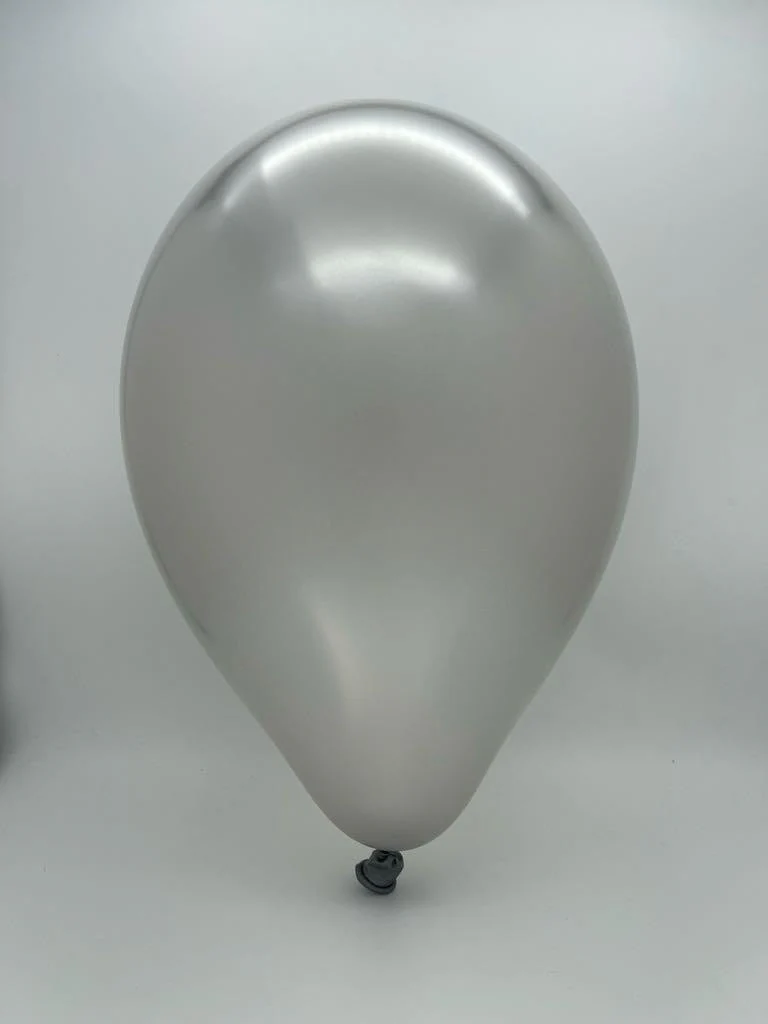 260G Gemar Latex Balloons (Bag of 50) Metallic Modelling/Twisting Silver - Image 2