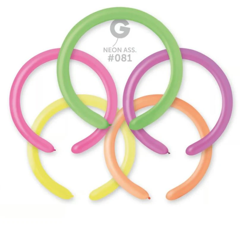 260G Gemar Neon Assorted Latex Twisting/Modelling Balloons (50 Per Bag)