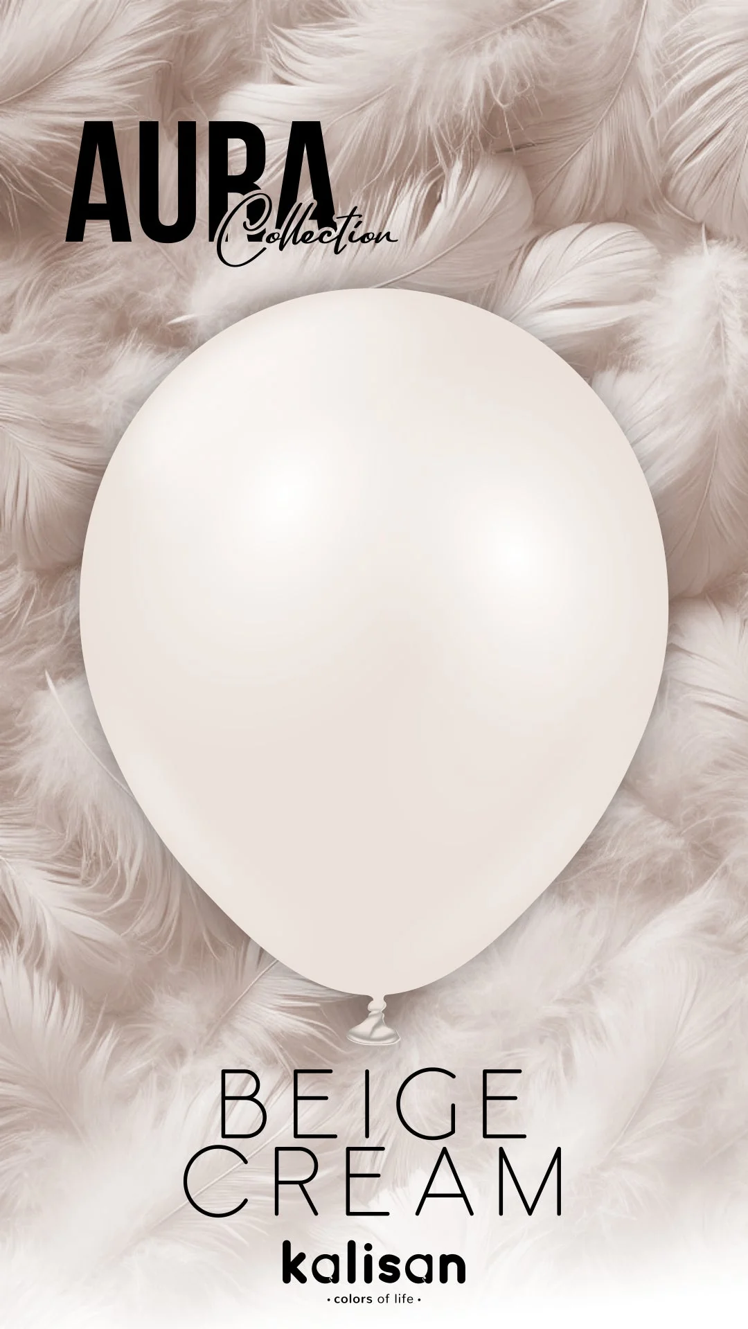 260K Kalisan Brand Twisting Latex Balloons Aura Beige Cream  (50 Per Bag) Nozzle Up - Image 4