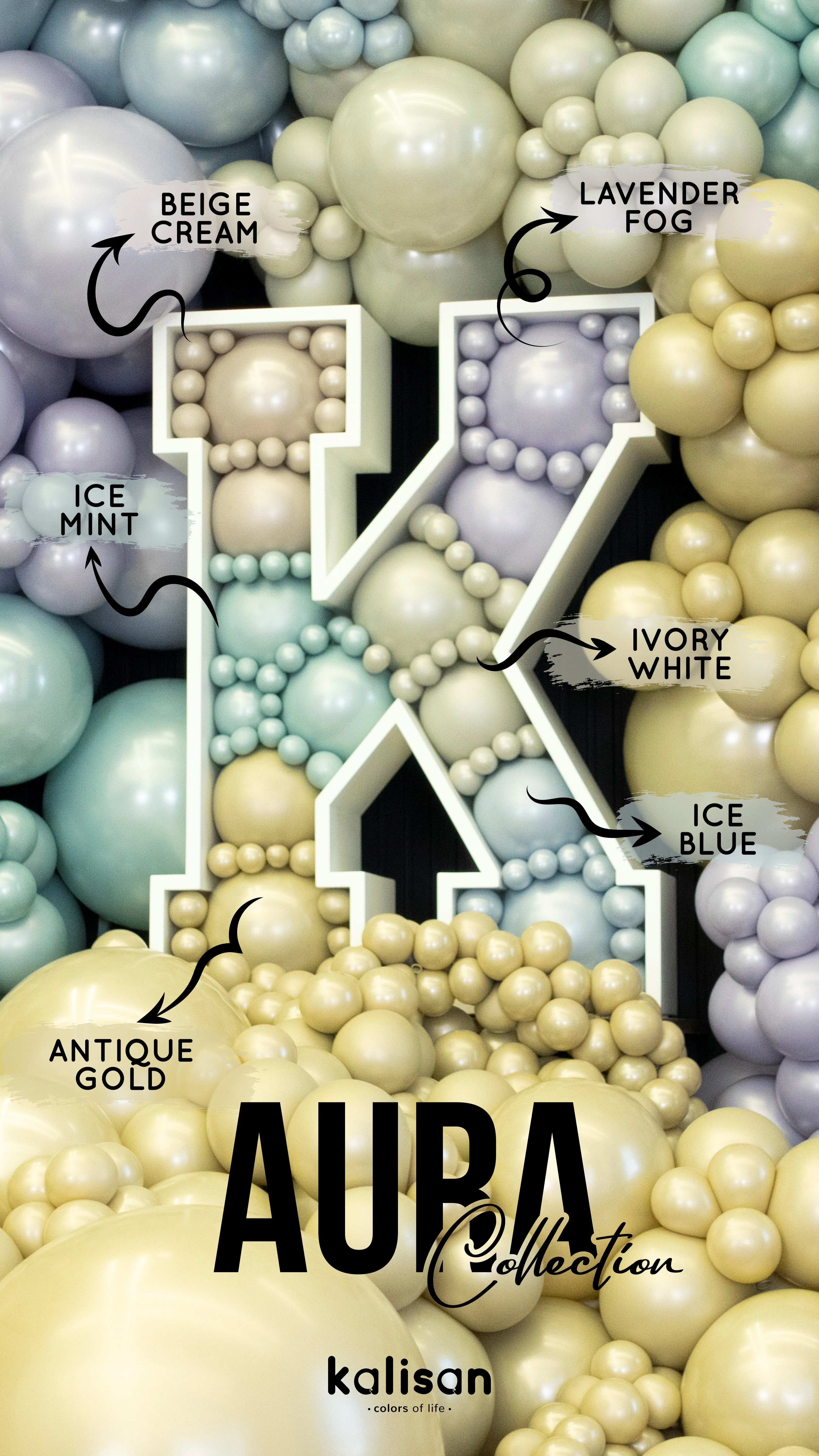 260K Kalisan Brand Twisting Latex Balloons Aura Ice Blue (50 Per Bag) Nozzle Up - Image 29