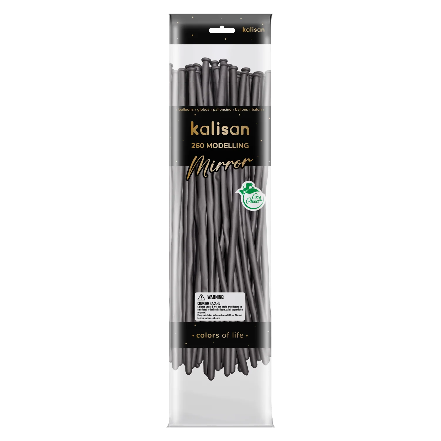 260K Nozzle Up Kalisan Twisting Latex Balloons Mirror Space Grey (50 Per Bag)