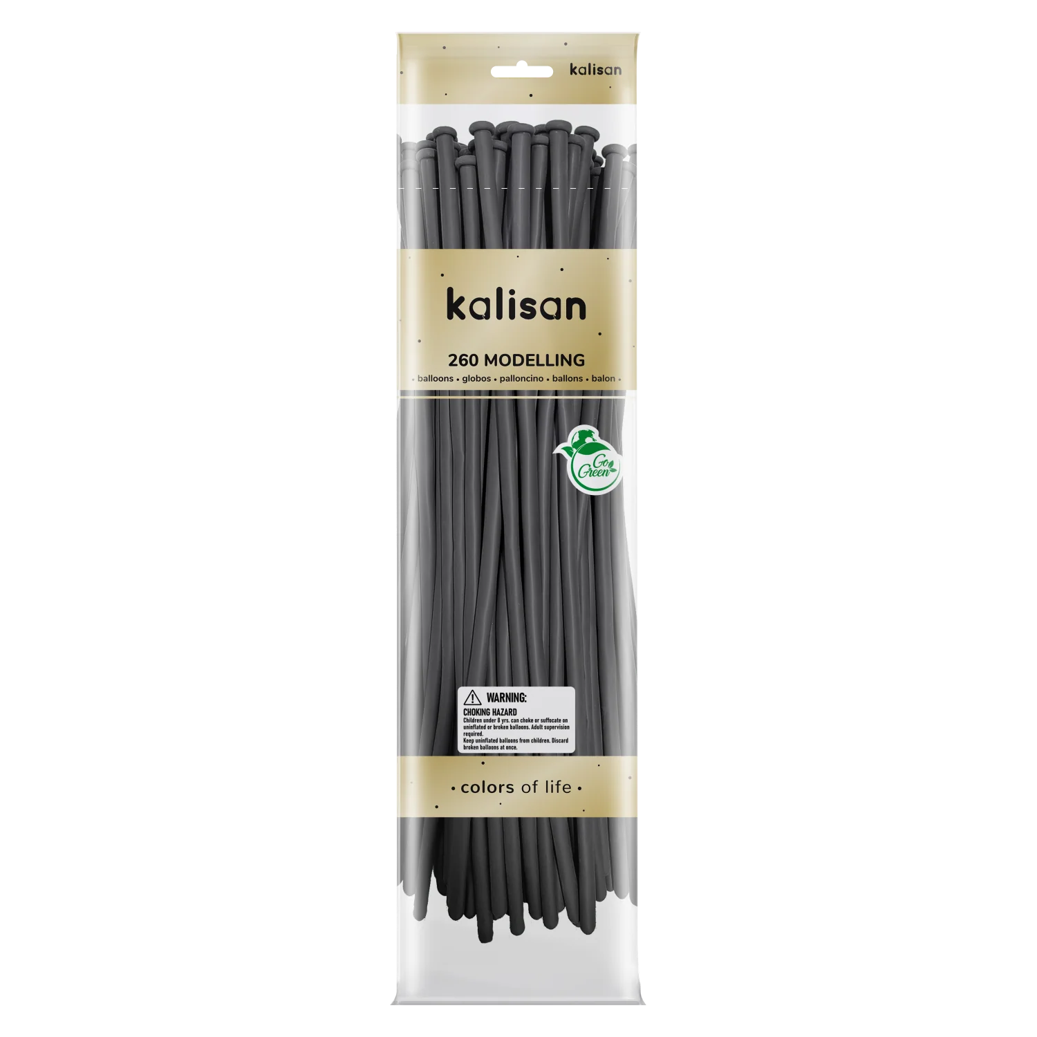 260K Nozzle Up Kalisan Twisting Latex Balloons Standard Grey (50 Per Bag)