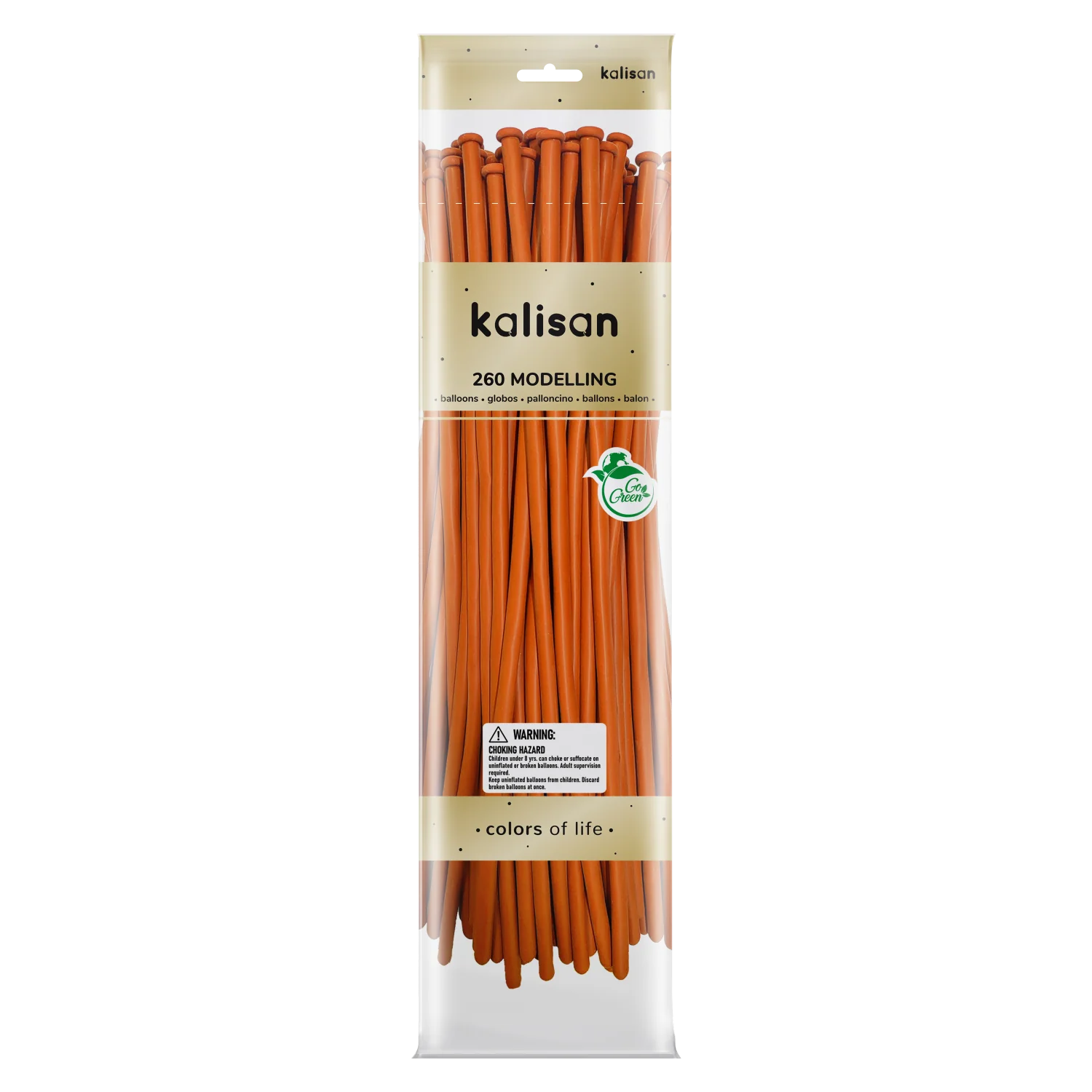 260K Nozzle Up Kalisan Twisting Latex Balloons Standard Orange (50 Per Bag)
