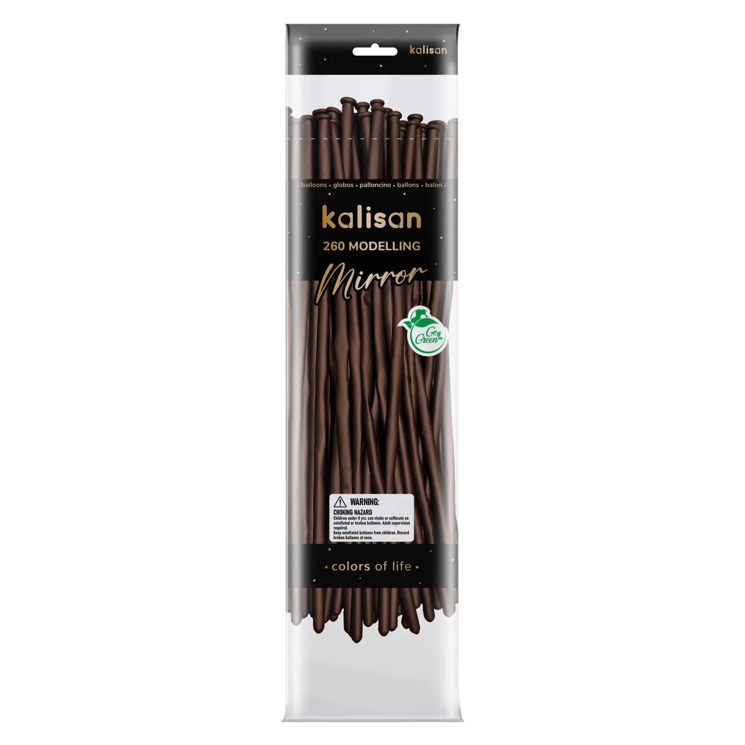 260K Nozzle Up Kalisan Twisting Latex Balloons Mirror Chocolate Brown (50 Per Bag)