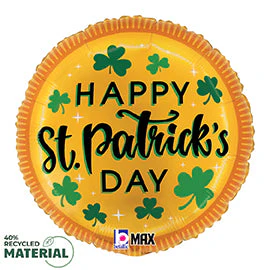 18" Max Float 40% Recycled St Pat's (Patricks) Gold Coin Foil Balloon