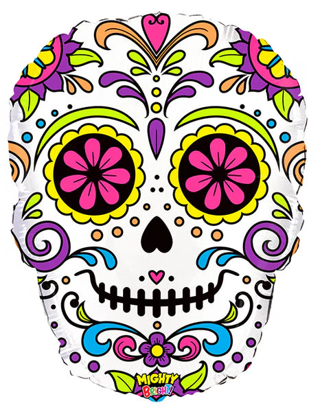 27" Mighty Bright Shape Balloon Mighty Sugar Skull