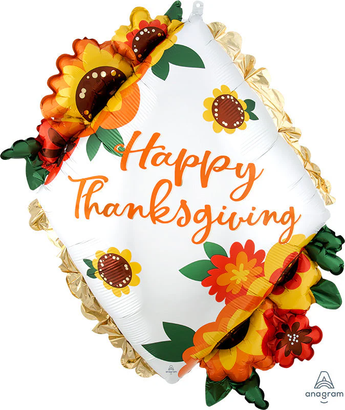 27" SuperShape Satin Thanksgiving Ruffle Diamond Foil Balloon