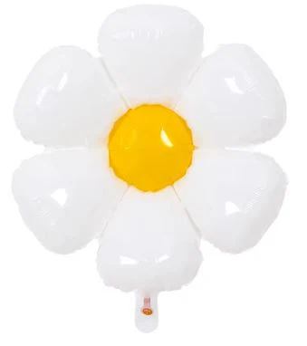 27" Airfill Only White and Yellow Daisy Flower Balloon