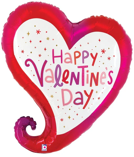 28" Foil Shape Valentine Sparkle Heart Foil Balloon