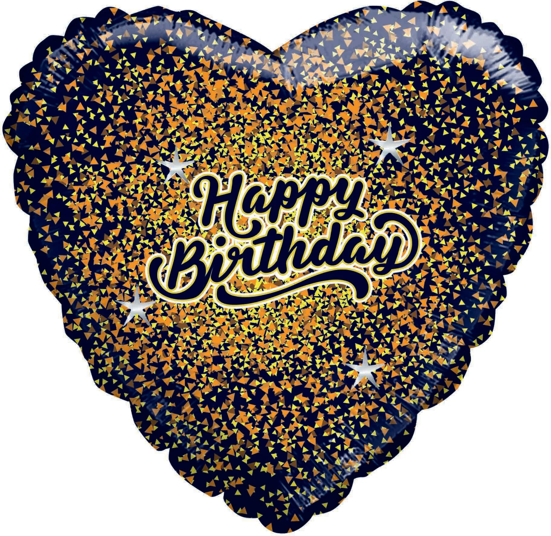 28" Happy Birthday Speckled Black Heart Balloon Gold/Rose Gold