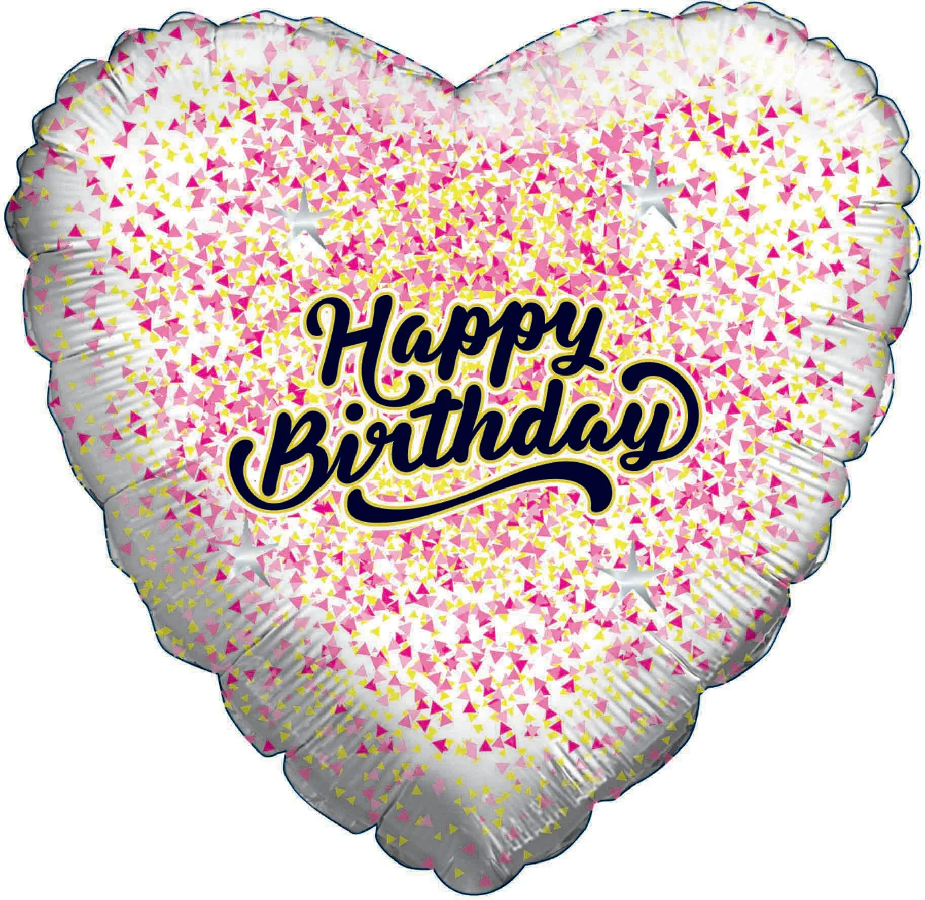 28" Happy Birthday Speckled Heart Balloon Gold/Pink