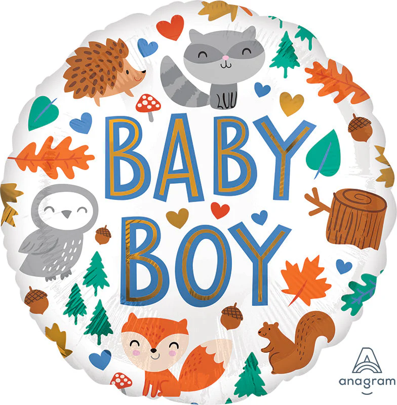 28" Jumbo Baby Boy Woodland Fun Foil Balloon