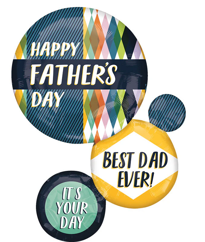 28" Jumbo Supershape Happy Father's Day Retro Renew Circles Foil Balloon