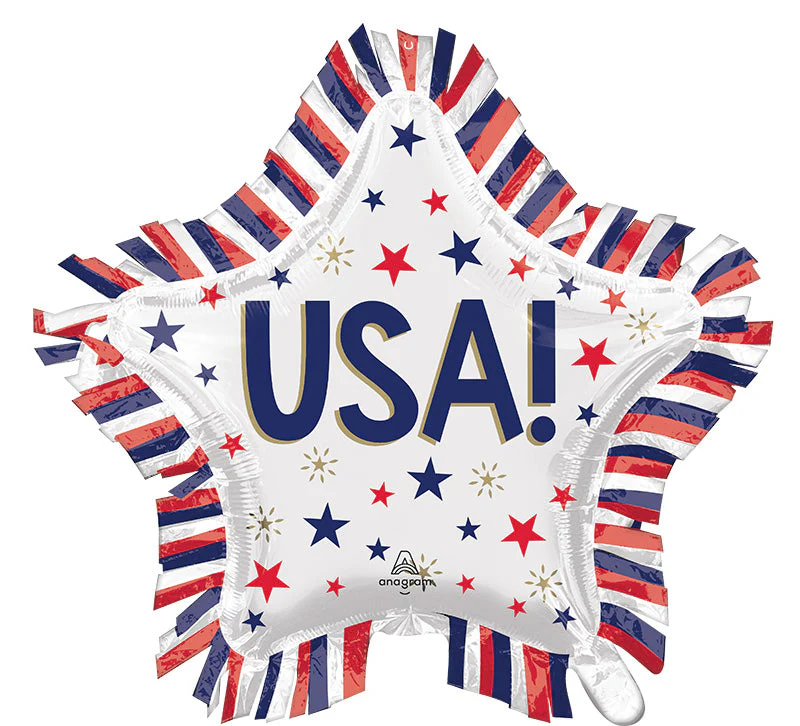 28" Jumbo Supershape USA Star Fringe Foil Balloon