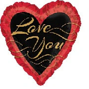 28" Love You Gold & Black Jumbo Balloon