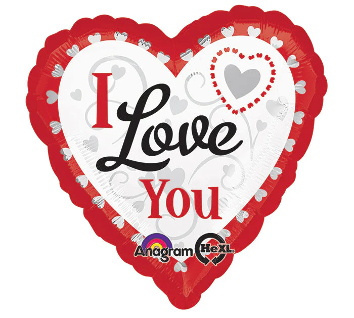 28" Love You Silver Hearts Jumbo Balloon
