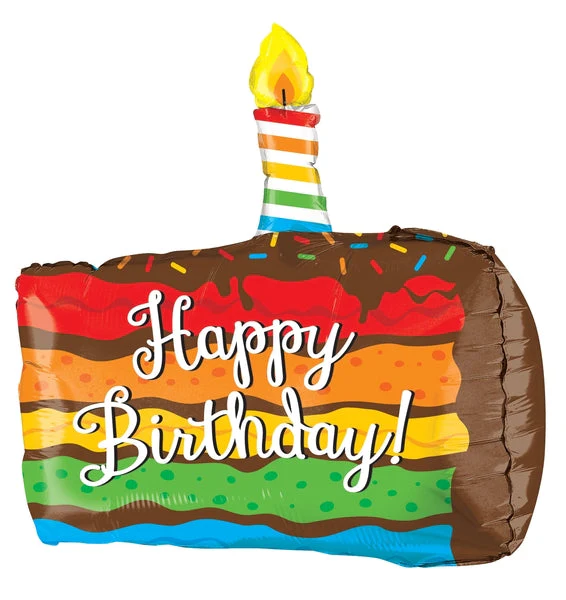 28" Multi-Sided Rainbow Birthday Cake Balloon - Image 5