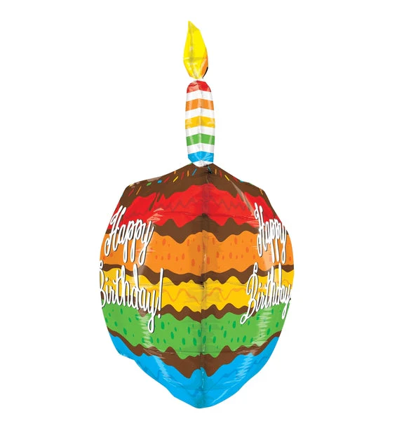 28" Multi-Sided Rainbow Birthday Cake Balloon - Image 6
