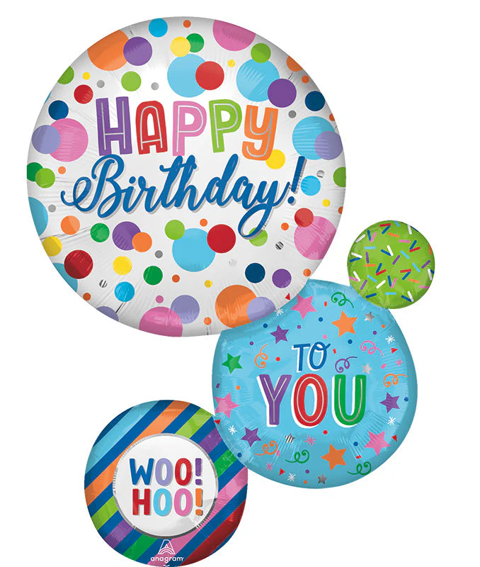 28" Satin Happy Birthday Orbs Foil Balloon