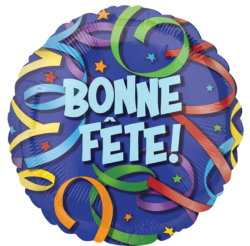28" Bonne Fête Celebration Streamers Foil Balloon